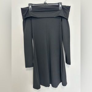 Black off the shoulder mini dress